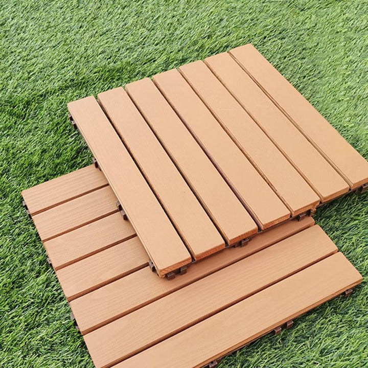 Lisslune | Yellow 6-Slat Square Wood Floor Tiles Click System Floor Tiles
