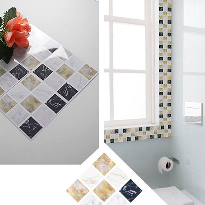 Lisslune | PVC Square Peel & Stick Mosaic Tile Multicolored Backsplash & Wall Tile