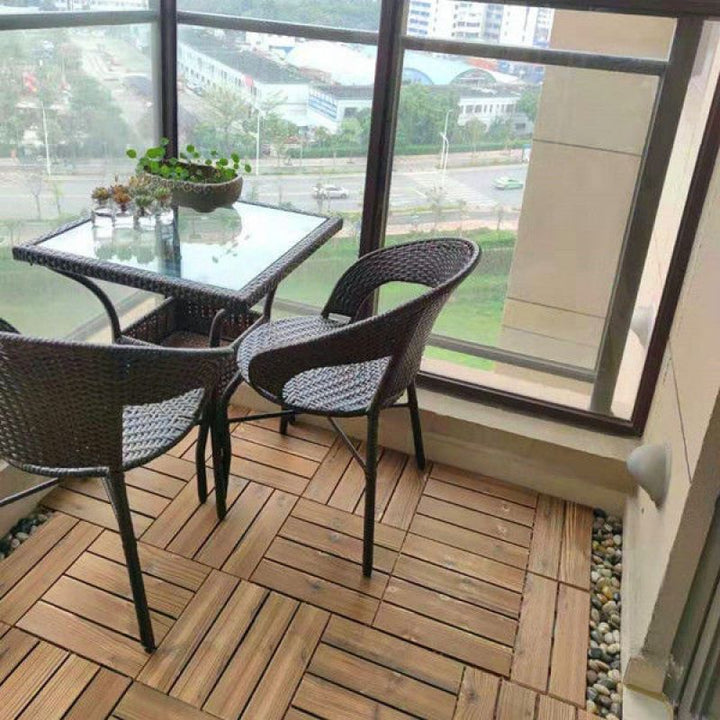 Lisslune | Outdoor Deck Board Wood Square Stripes Composite Flooring Terrace