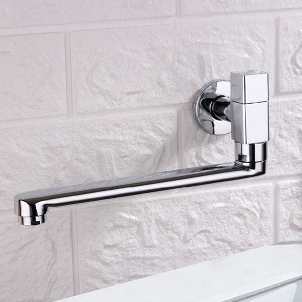 Lisslune | Contemporary Wall Mounted Bathroom Faucet Knob Handle Low Arc Swivel Solid Brass Faucet
