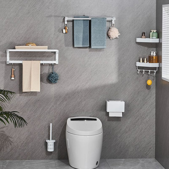 Lisslune | Modern Bathroom Accessories Set Towel Bar Bathroom Shelf White Bathroom Accessories Set
