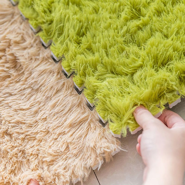 Lisslune | Modern Carpet Tiles Interlocking Color Block Shag Carpet Tiles