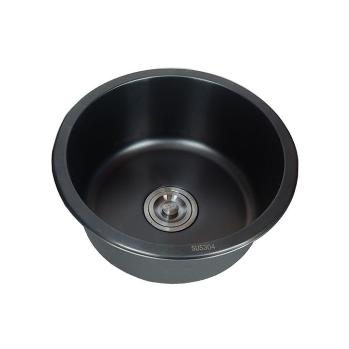 Lisslune | Stainless Steel Round Sink in Black Single Basin Undermount Sink with Basket Strainer