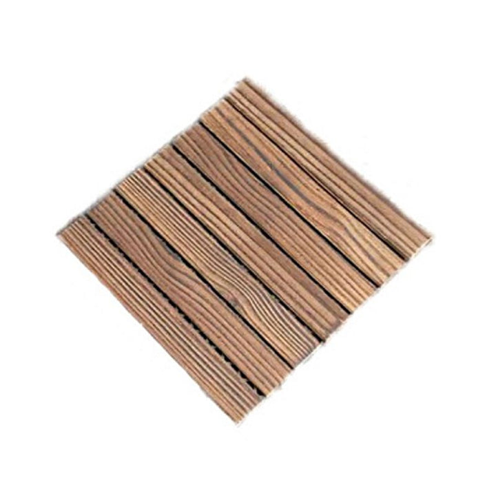 Lisslune | Farmhouse square tile floor brown pine wood for patio garden