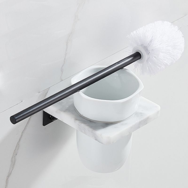 Lisslune | Matt Black Bathroom Accessory Set made of Metal & Marble with Bath Shelf/Towel Holder
