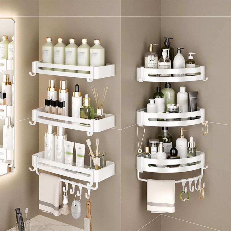Lisslune | Modern white finish bathroom shelf rectangular & triangle bathroom hardware set