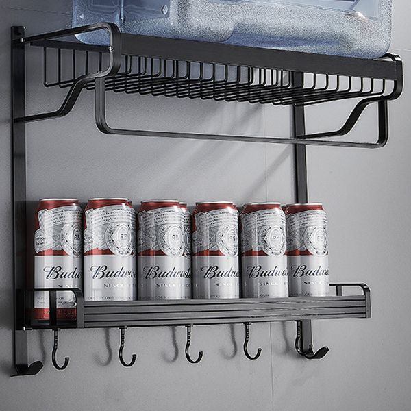 Lisslune | Black / Silver Bathroom Accessories Aluminium Hardware Set Bathroom Shelf
