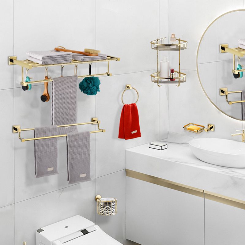 Lisslune | Gold Modern Bathroom Set, Polished Gold, 4 Pieces, Towel Holder, Paper Holder