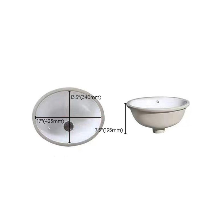 Lisslune | Modern Under-Mount Sink Oval Porcelain with Pop-Up Drain Sink