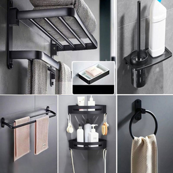 Lisslune | Modern Bathroom Accessories Set Towel Holder Black Soap Dish Bath Accessories Set