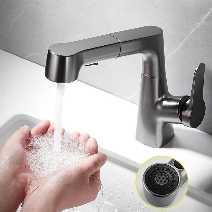 Lisslune | Bathroom Vessel Faucet High Arc Three-Way Spout Single Handle Faucet with Pull-Out Sprayer