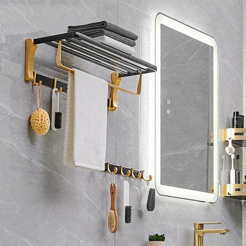 Lisslune | Contemporary Bathroom Accessory Set Black & Golden Bath Shelf/Towel Bar