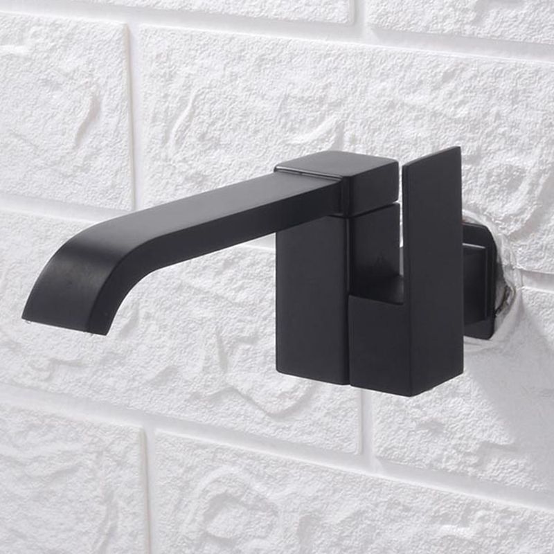 Lisslune | Contemporary Wall Mounted Bathroom Faucet Lever Handles Low Arc Swivel Brass Tap