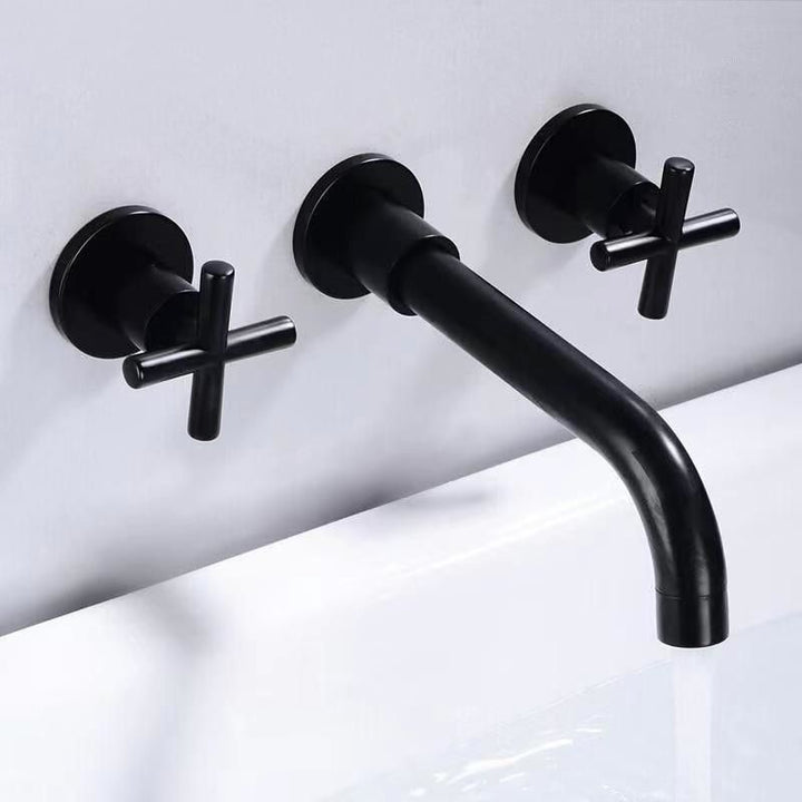 Lisslune | Modern 1 or 2 Handle Bathroom Sink Faucet Round Wall Mounted Bathroom Faucet.