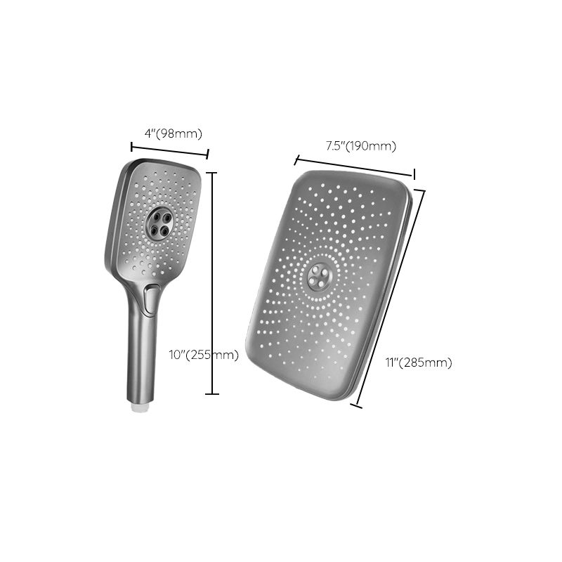 Lisslune | Modern Gray Shower Head Combo Standard Spray Pattern Rectangular Large Shower Head