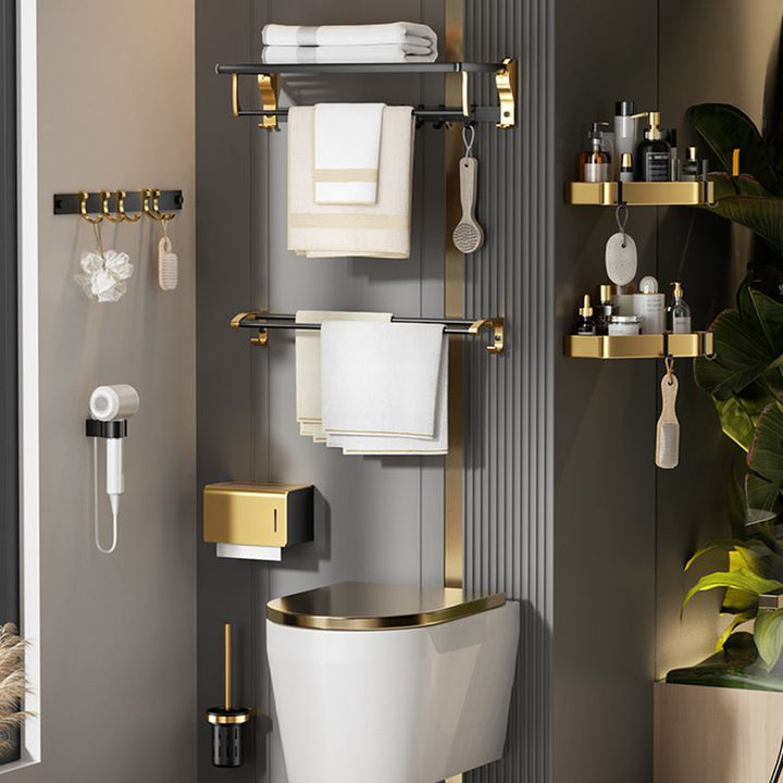 Lisslune | Contemporary stainless steel bathroom accessories as a single piece or in a set in black and gold