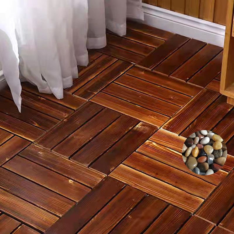Lisslune | 4-Slat Wood Floor Tiles Interlocking Installation Floor Tiles