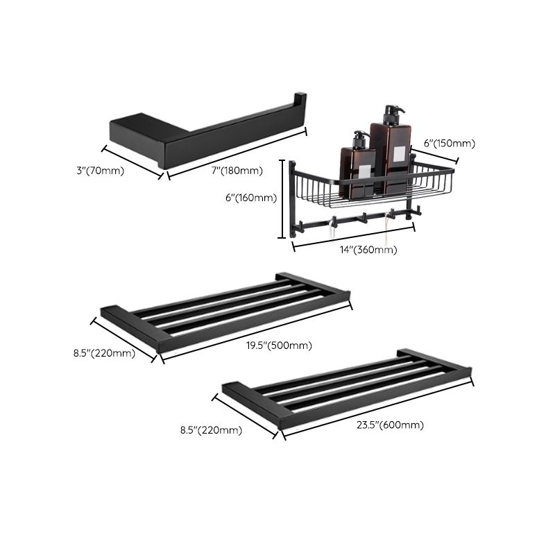 Lisslune | 5-piece Modernism Bath Accessory Set in Matte Black Stainless Steel