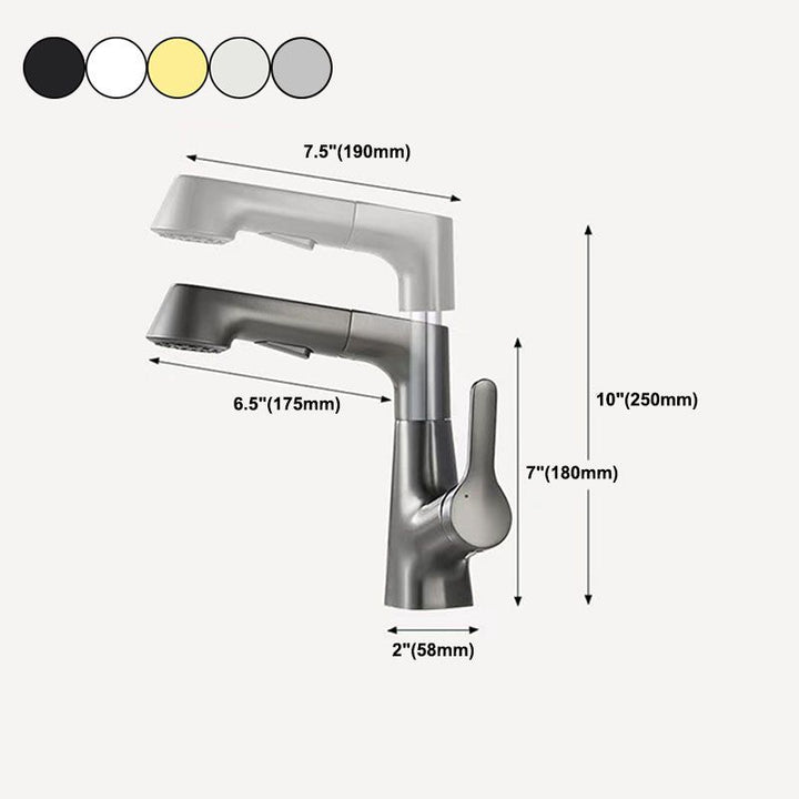 Lisslune | Modern Sink Faucet Lever Handle Copper Low Arc Pull-down Sink Faucet