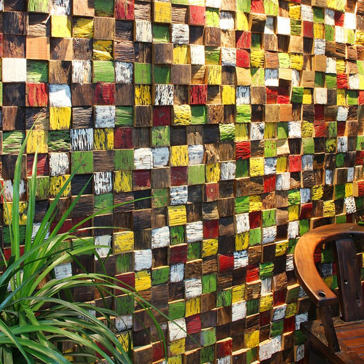 Lisslune | Wall cladding wood shiplap mosaic modern interior wall cladding