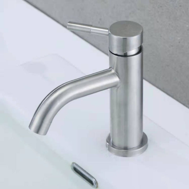 Lisslune | Stainless Steel Bathroom Faucet Chrome Lever Handle Sink Faucet with 1 Hole