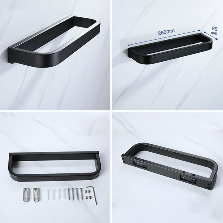 Lisslune | Modern Bathroom Hardware Set Bath Shelf Towel Bar Black Bath Hardware Set