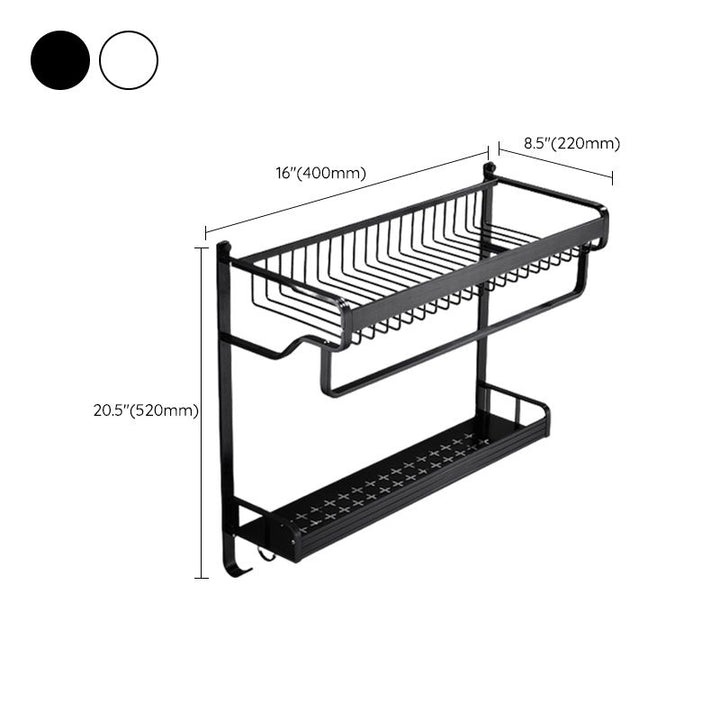Lisslune | Black / Silver Bathroom Accessories Aluminium Hardware Set Bathroom Shelf