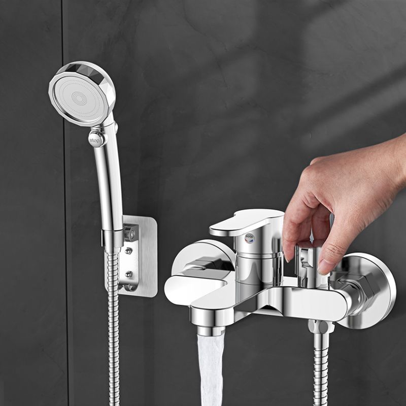 Lisslune | Single Lever Bath Mixer 2 Holes Wall Mounted Hand Shower Low Arc Tub Filler