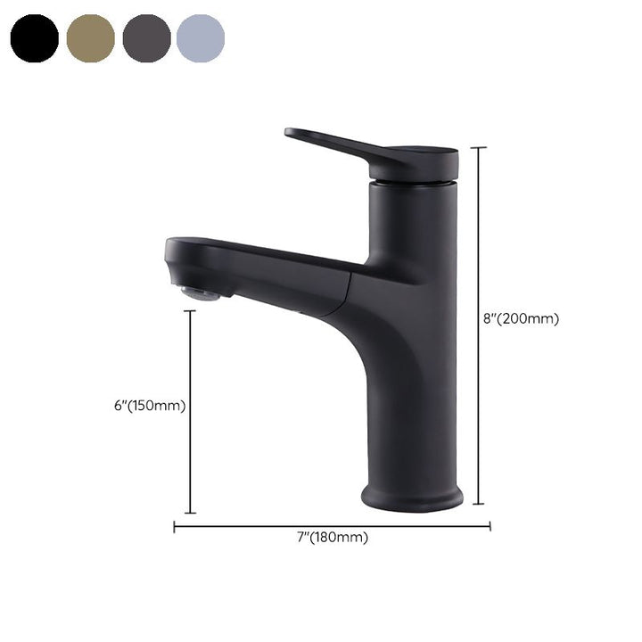 Lisslune | Contemporary Basin Faucet Copper Pure Color Single Lever Retractable Basin Faucet