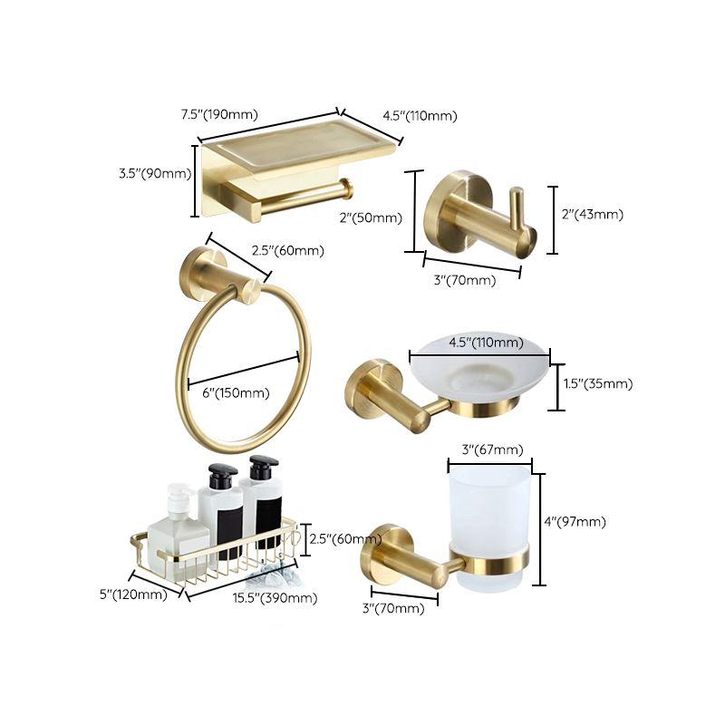 Lisslune | Traditional Brushed Brass Bathroom Accessories As Individual Piece Or In Set Made Of Metal