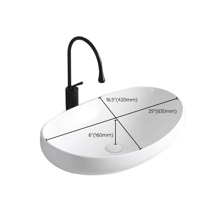 Lisslune | Modern Vessel Sink Porcelain Rectangular Vessel Sink (Not Included Faucet)