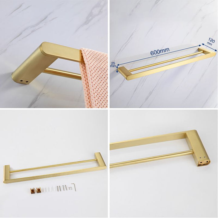 Lisslune | Modern Bathroom Hardware Set Gold Towel Bar Bath Hardware Set