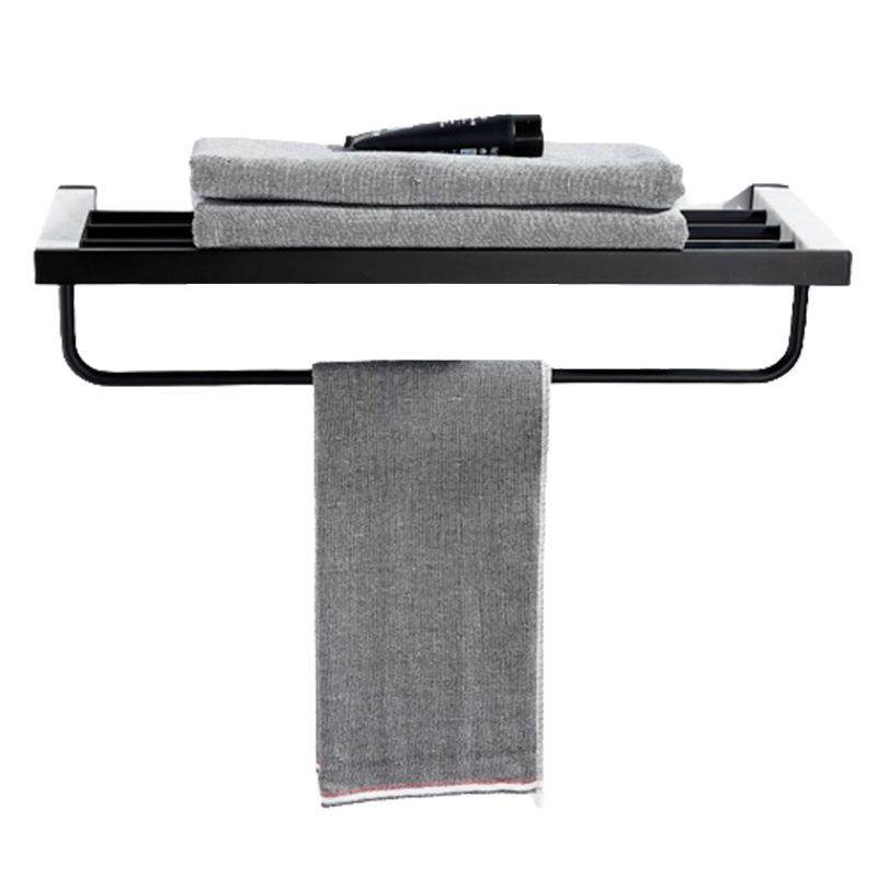 Lisslune | Matt Black Bathroom Accessory Set made of Metal & Marble with Bath Shelf/Towel Holder
