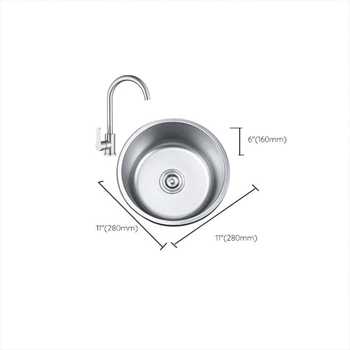 Lisslune | Round Single Bowl Kitchen Sink Stainless Steel Sink with Drain Strainer Set