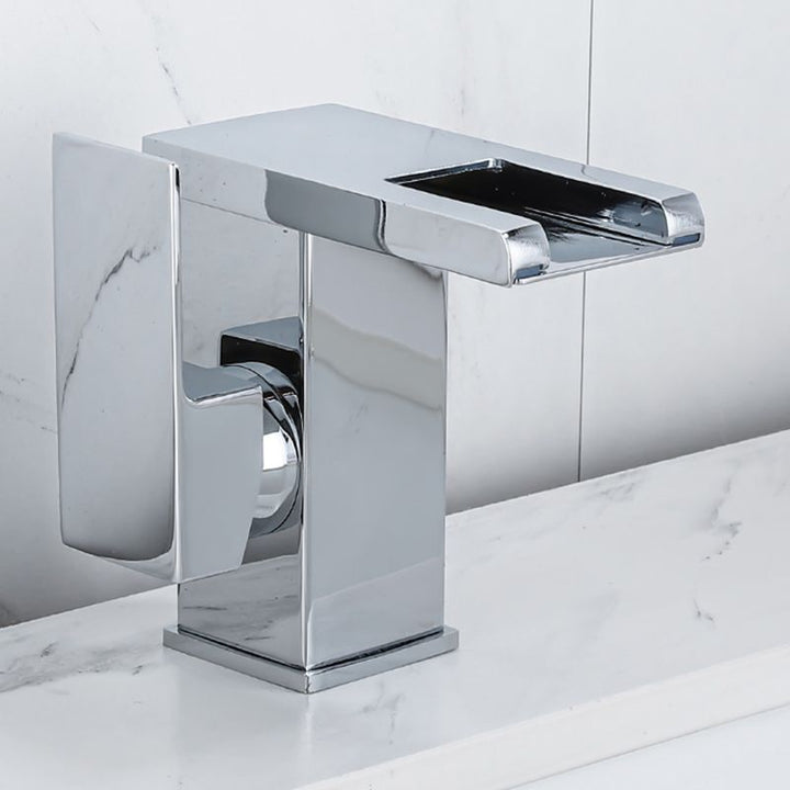 Lisslune | Waterfall Basin Mixer Tap Square Lever Handle with LED Three-Color Light