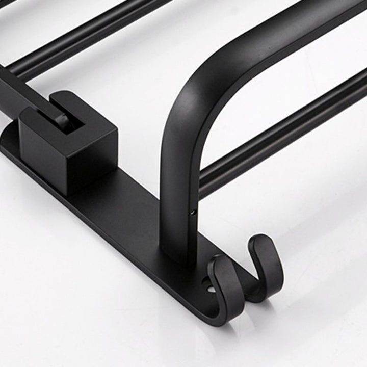 Lisslune | Contemporary 8-piece Bathroom Accessory Set Matte Black Bathroom Shelf/Paper Holder/Towel Hook