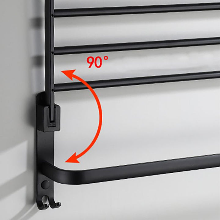 Lisslune | Contemporary Bathroom Accessory Set Black Surface Bathrobe Hook/Towel Ring Bar