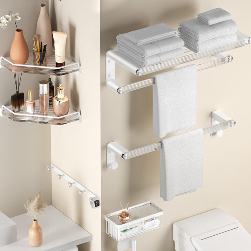 Lisslune | White Bathroom Accessory Set Metal & Acrylic Bathroom Set with Bath Shelf/Towel Hooks