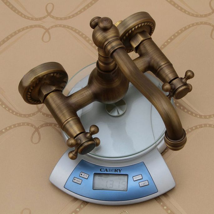 Lisslune | Traditional Wall-Mounted Copper Clawfoot Bathtub Faucet Trim Low Arc Clawfoot Bathtub Faucet