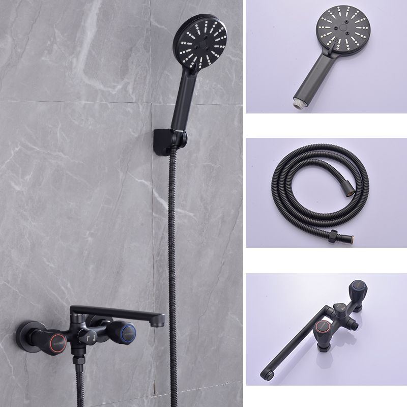 Lisslune | Modern Bathtub Faucet Trim Black Wall Mounted Swivel Spout with Hand Shower