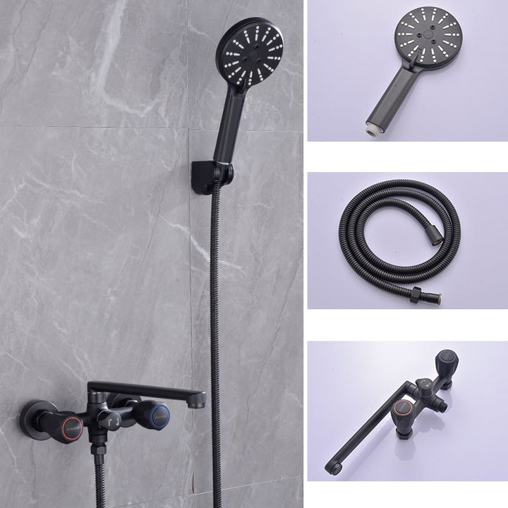 Lisslune | Modern Bathtub Faucet Trim Black Wall Mounted Swivel Spout with Hand Shower