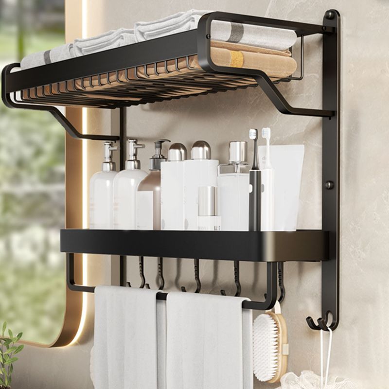 Lisslune | Modern Bathroom Set Matte Black Bathroom Shelf Towel Rack Bathroom Accessories Set