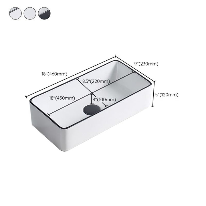 Lisslune | Modern porcelain floor wash basin Rectangular sink for the bathroom