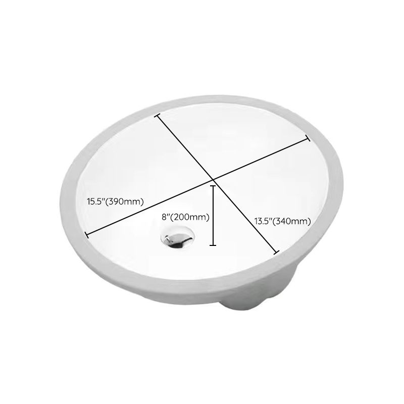 Lisslune | Modern Under-Mount Sink Oval Porcelain with Pop-Up Drain Sink