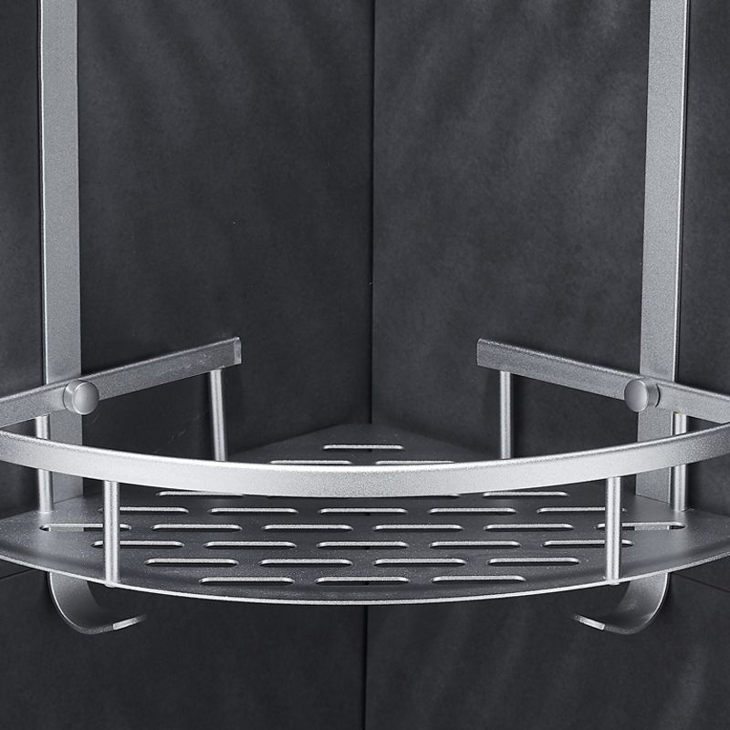 Lisslune | Silver Modern Bathroom Accessory Set with Bath Shelf/Towel Holder & Bathrobe Hook
