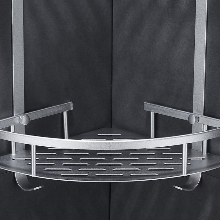 Lisslune | Silver Modern Bathroom Accessory Set with Bath Shelf/Towel Holder & Bathrobe Hook