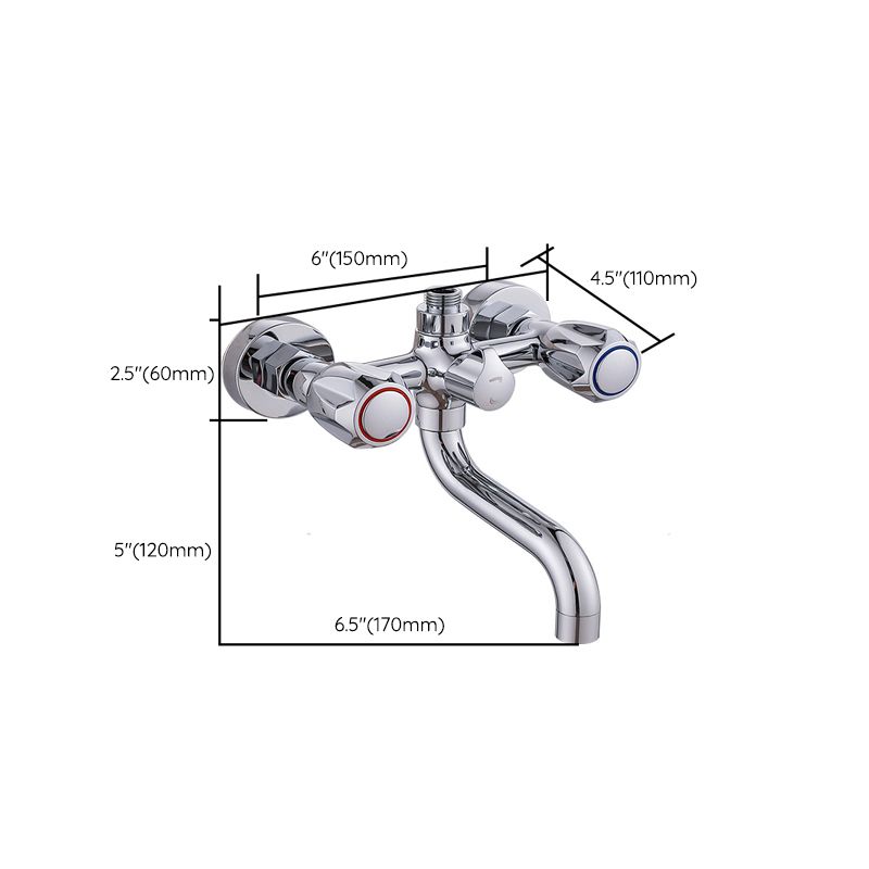 Lisslune | Chrome Bathroom Faucet Trim Wall-mounted Swing Faucet with Hand Shower