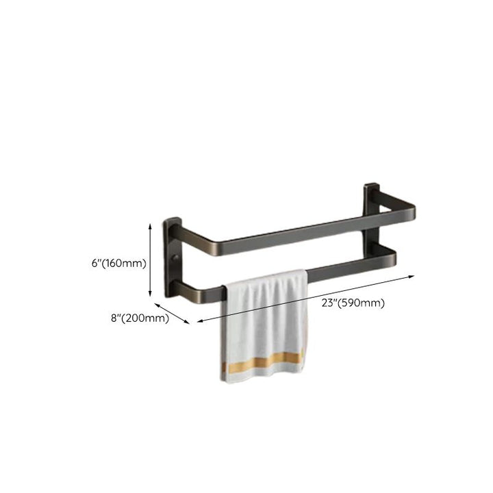 Lisslune | Contemporary bathroom accessory set with black finish and bath shelf/towel bar