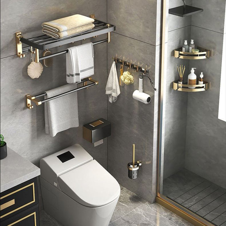 Lisslune | Contemporary Metal 6-Piece Bathroom Accessory Set with Bathroom Shelf