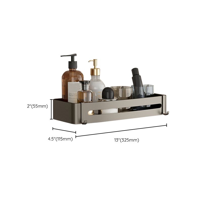 Lisslune | Contemporary Aluminum Bathroom Accessory Set Gray Bath Shelf